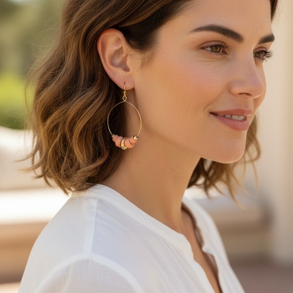 Chico's Jewelry - Chico's Gold Earrings with Coral Beads
